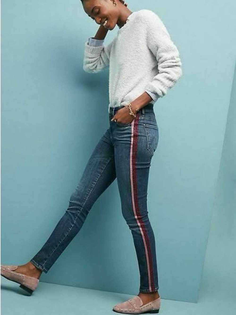 Mother Denim High Waisted Looker in Here Kitty Kitty Glitter Racer